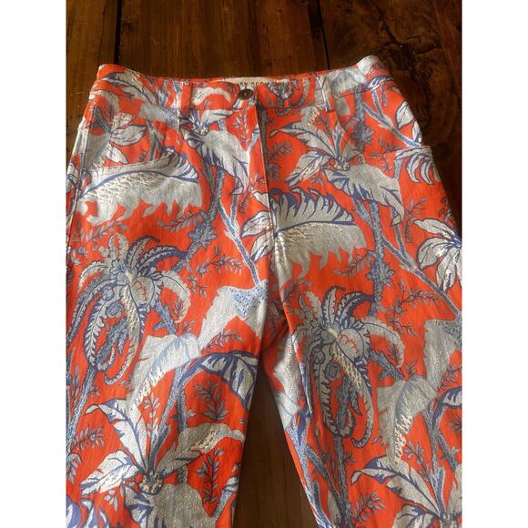 Gretchen Scott Size XS Gripeless Pants Jeans Floral Straight Leg Preppy Resort - Picture 4 of 13